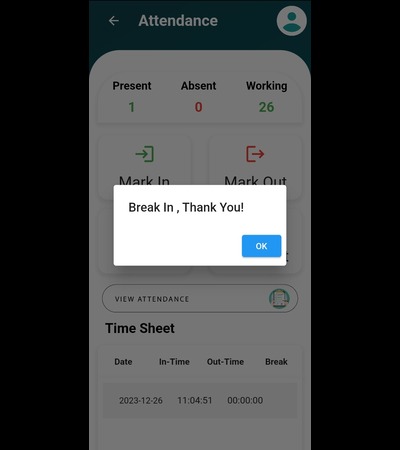 Digitance App Break-In Marked Screen